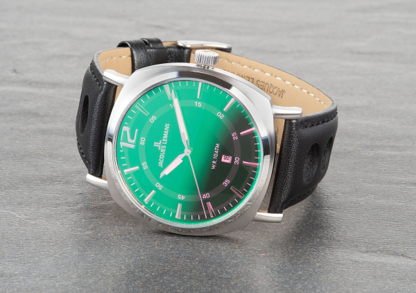 Jacques Lemans 1-1943J Herren Edelstahl Leder Quarz 10Bar